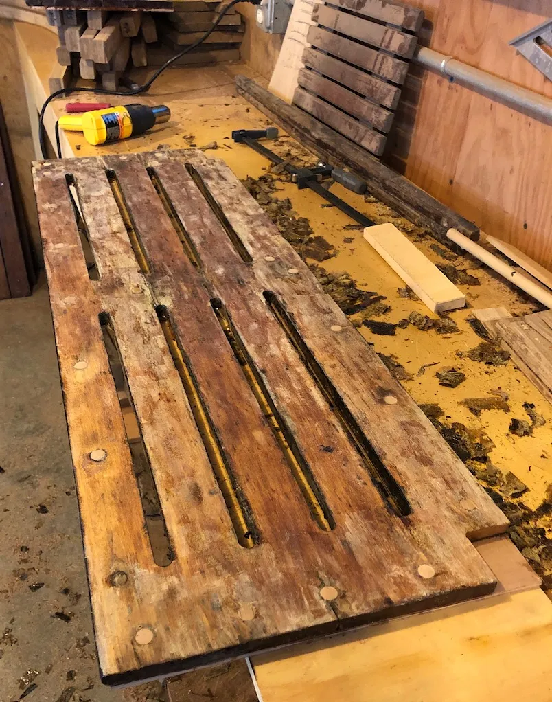 Stripped cockpit bench