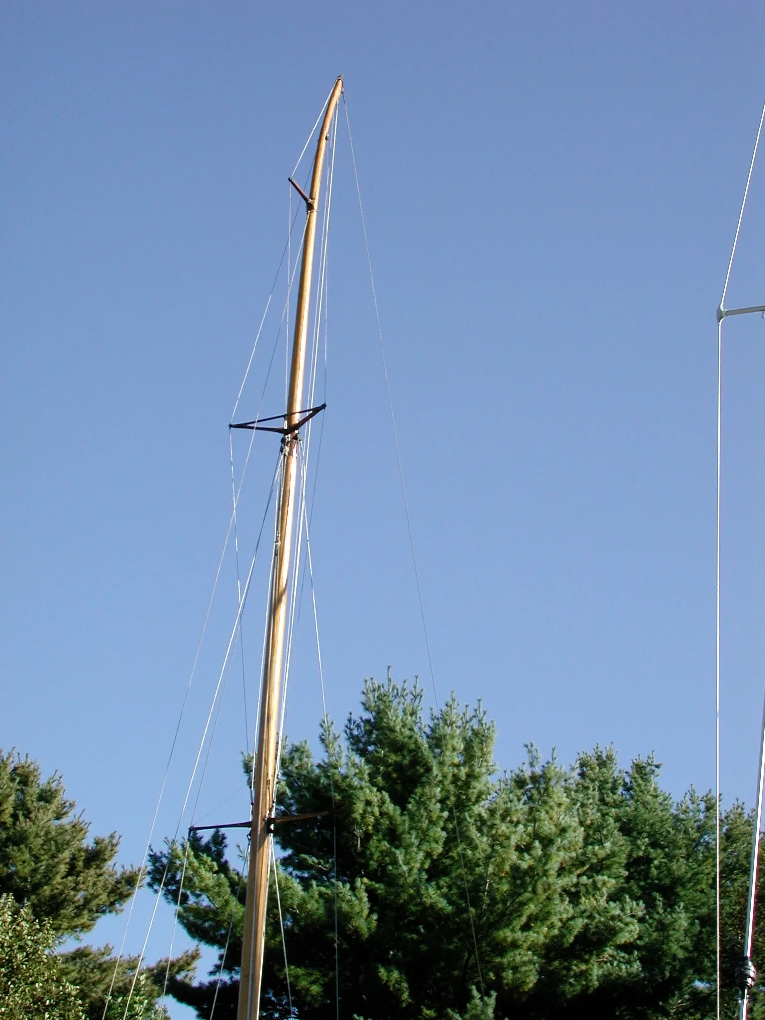 Looking up the old mast from the spreaders