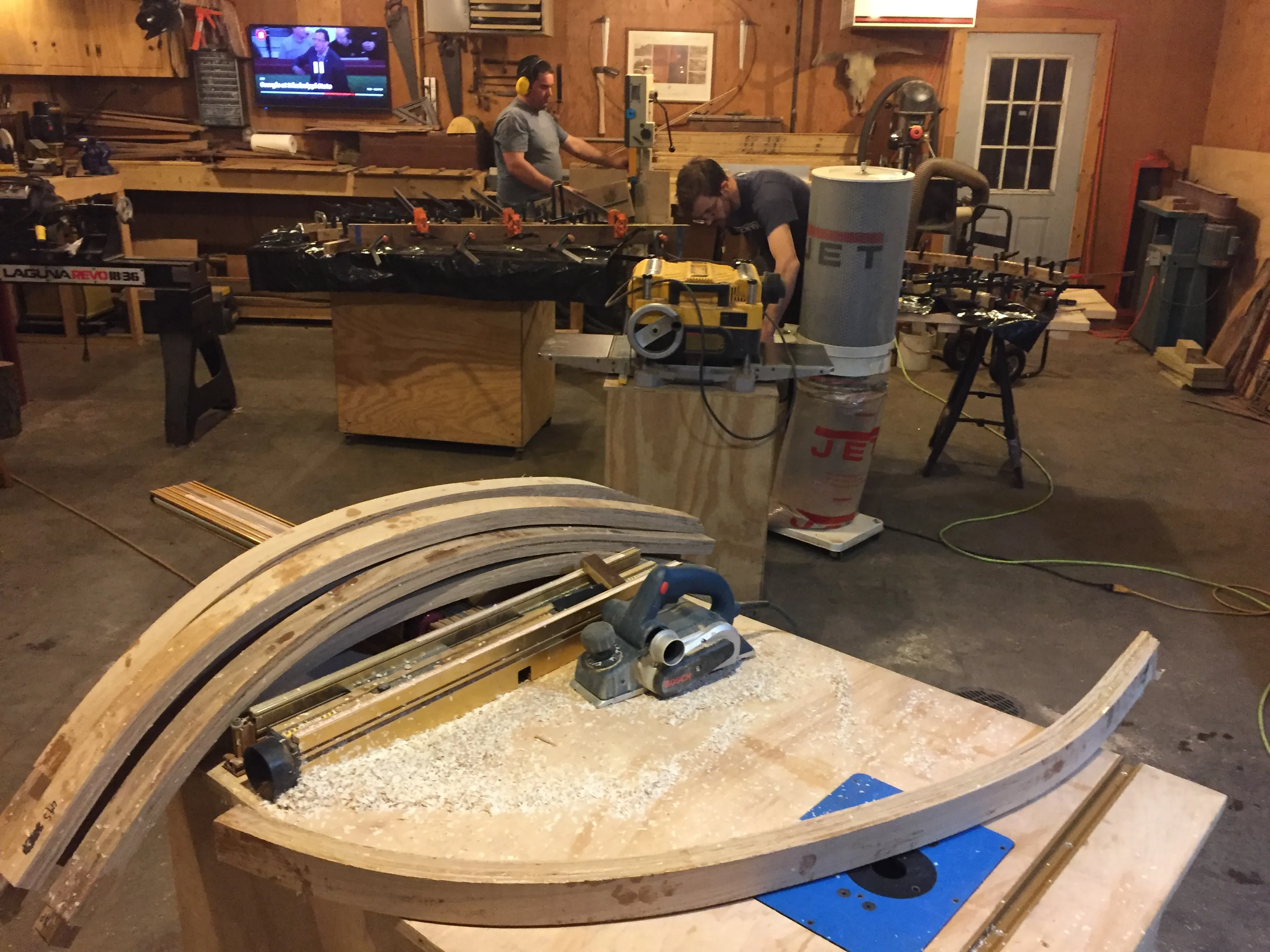 Beveling laminated frames in the shop