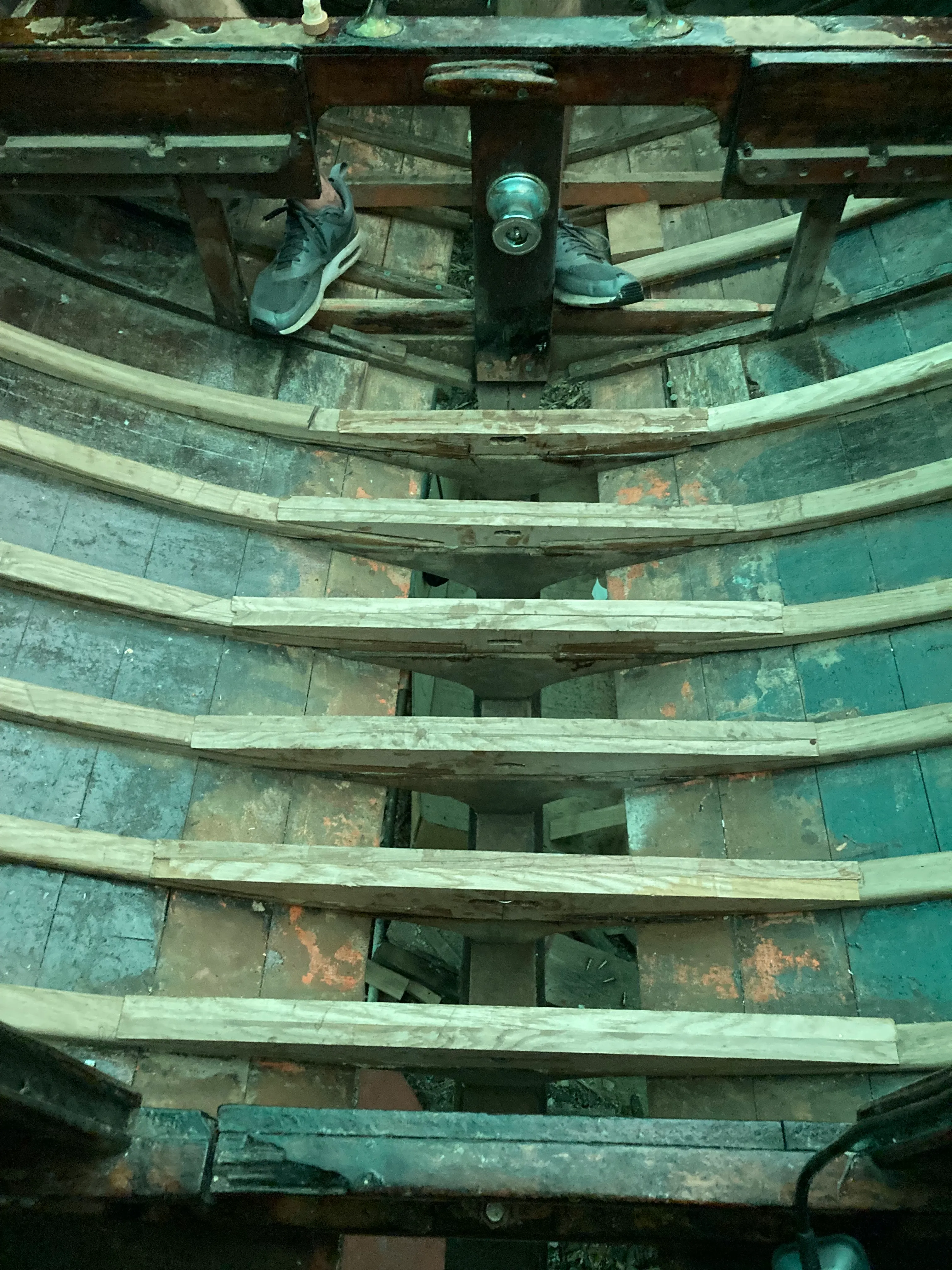 Wider view of floor timbers and frames