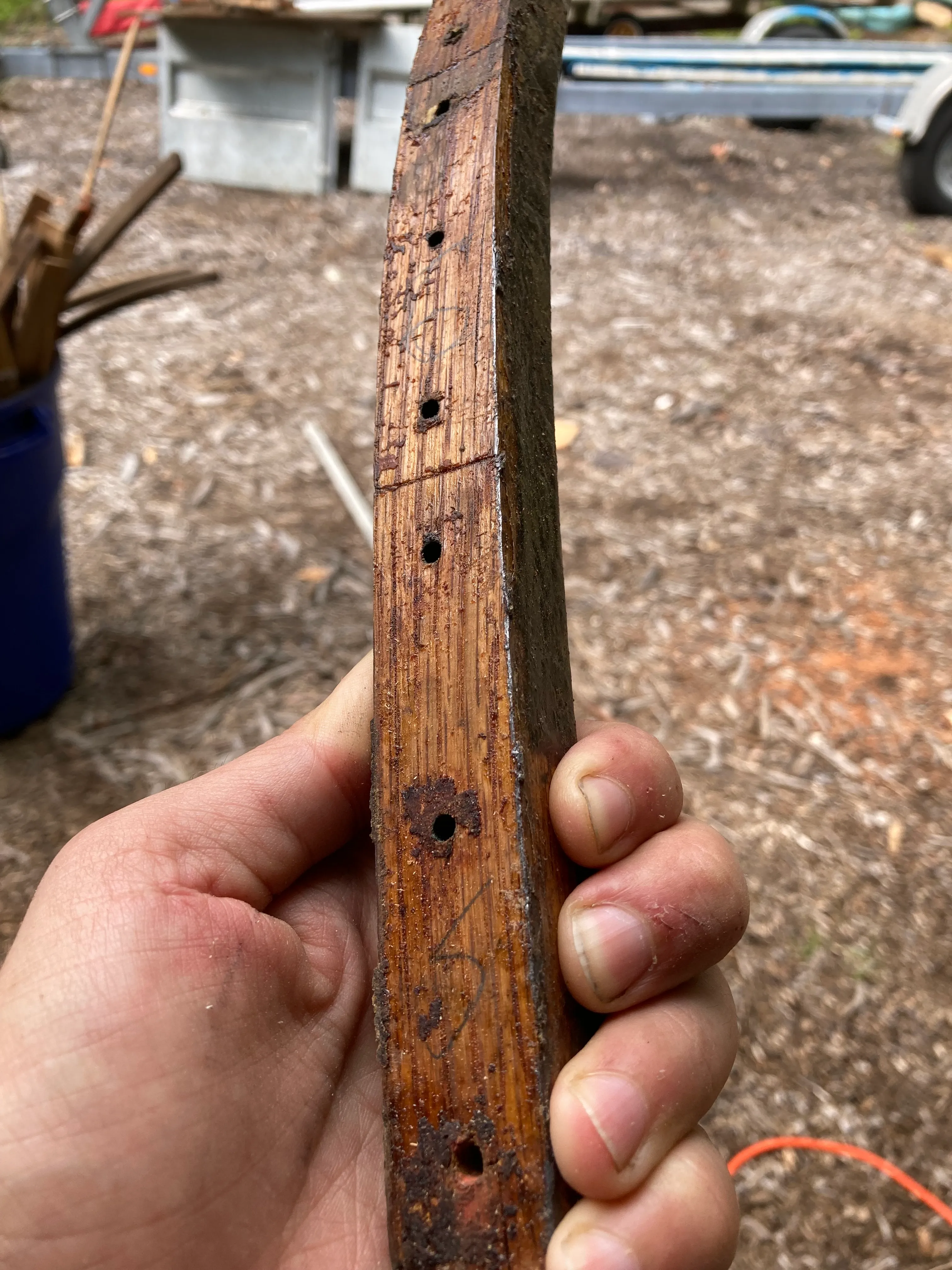 Original frame with pencil markings