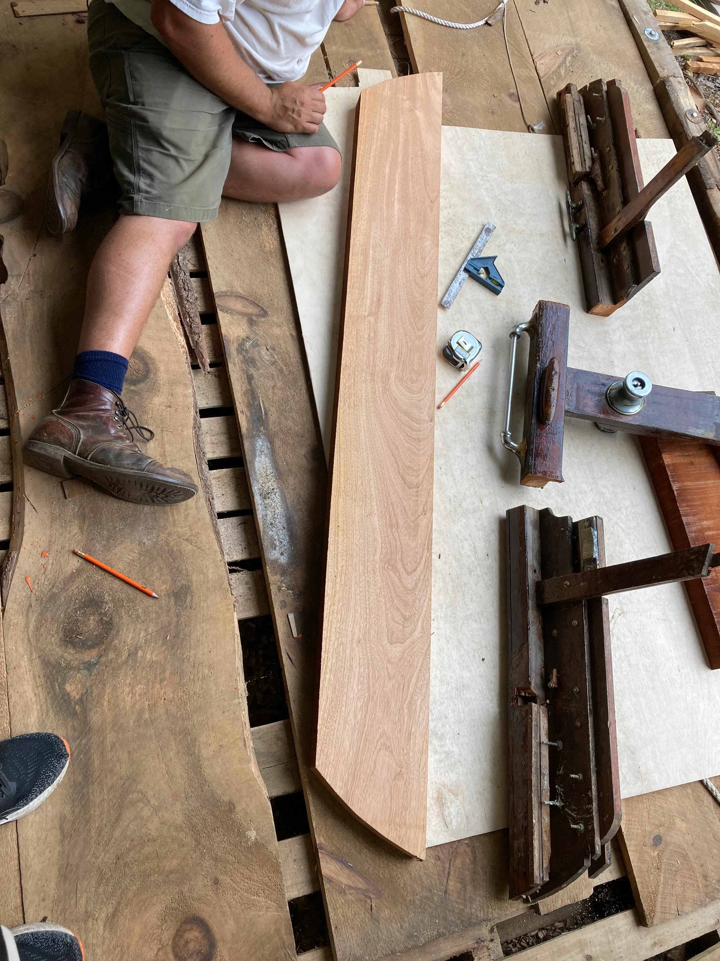 New thwart blank being fitted