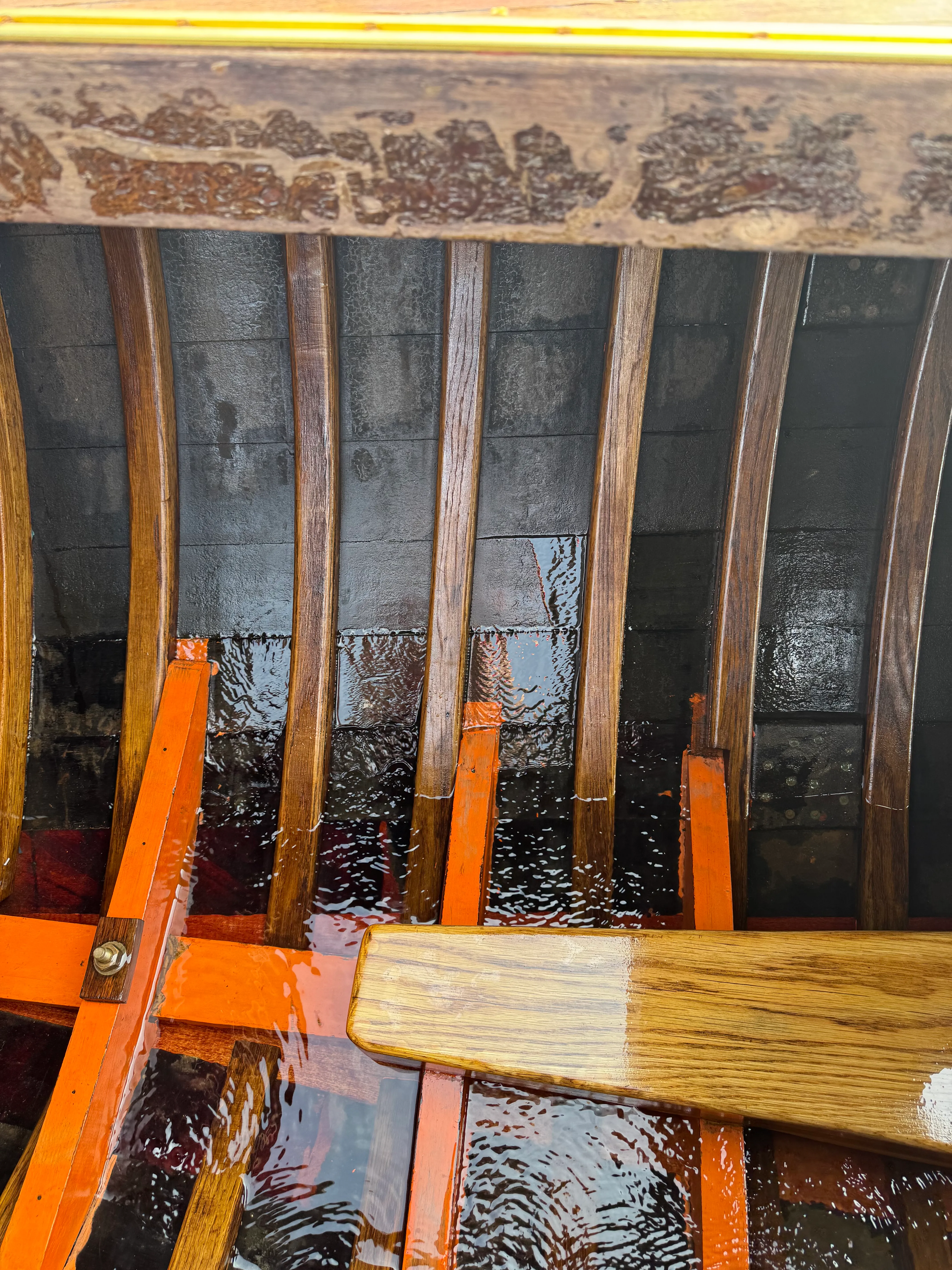 Bilge water between ribs and planking