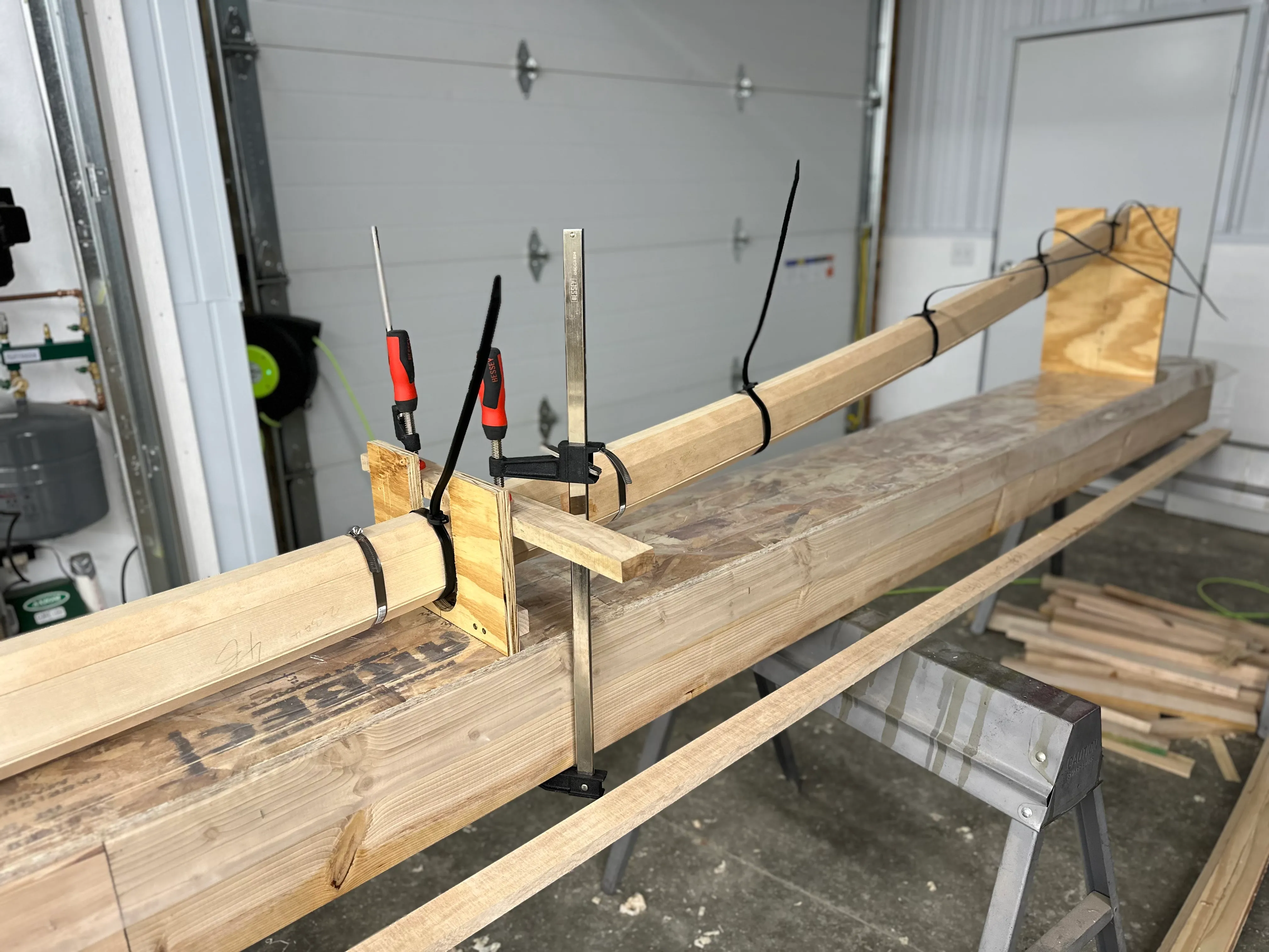 Mast staves dry-fitted with internal blocking