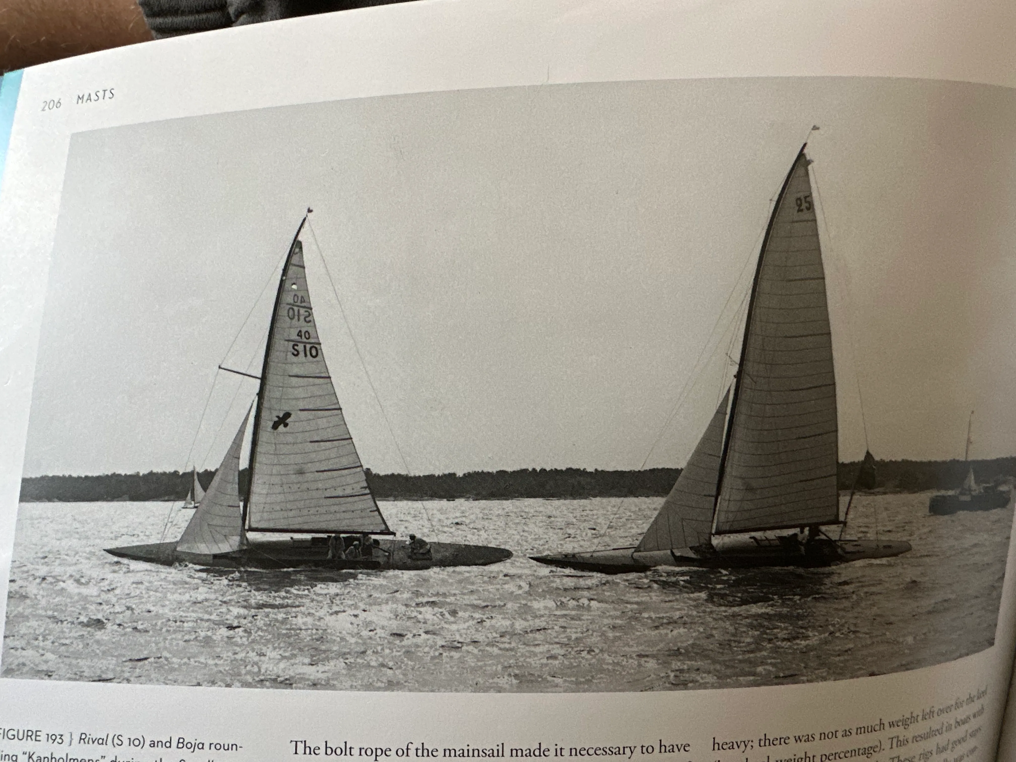 Page from a book showing Swedish square-meter rule yachts racing