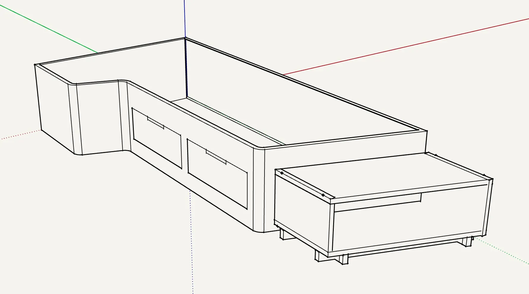 SketchUp 3D model of bench design