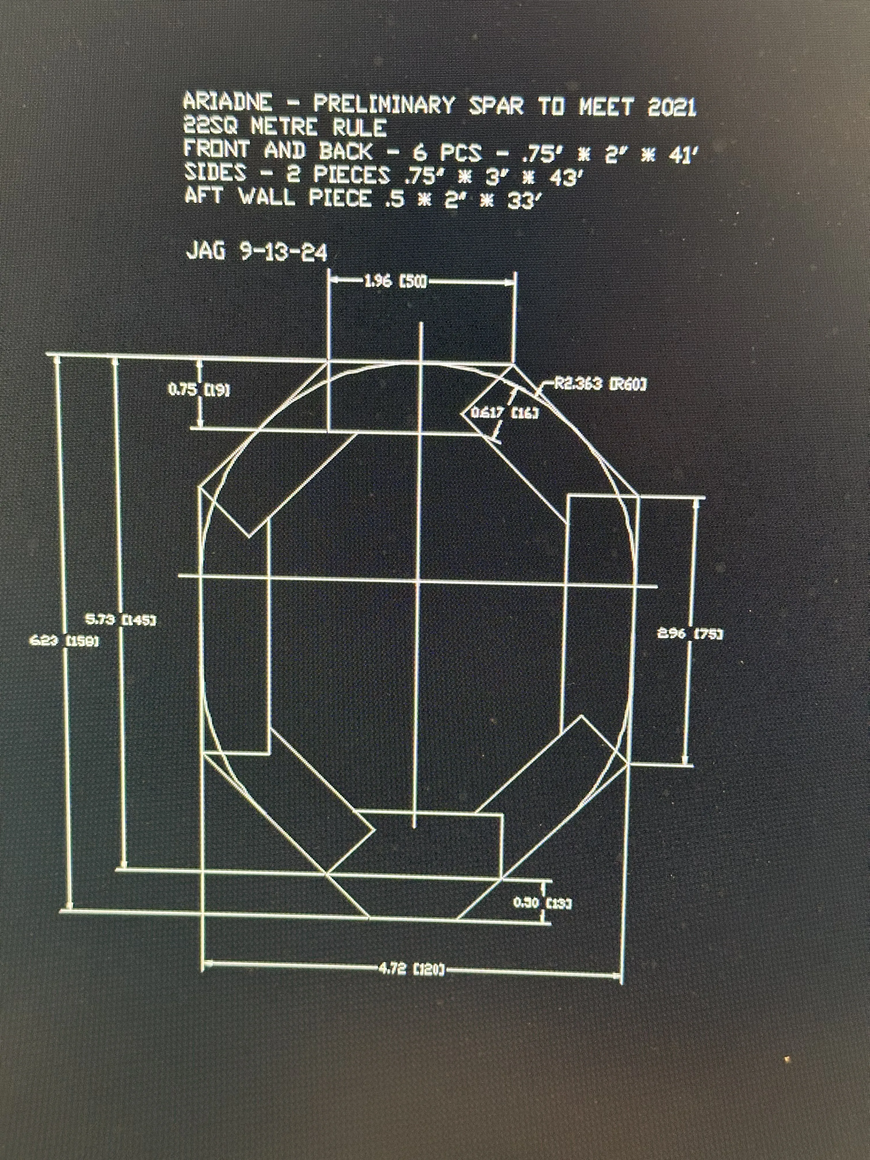 CAD drawing of preliminary mast cross-section