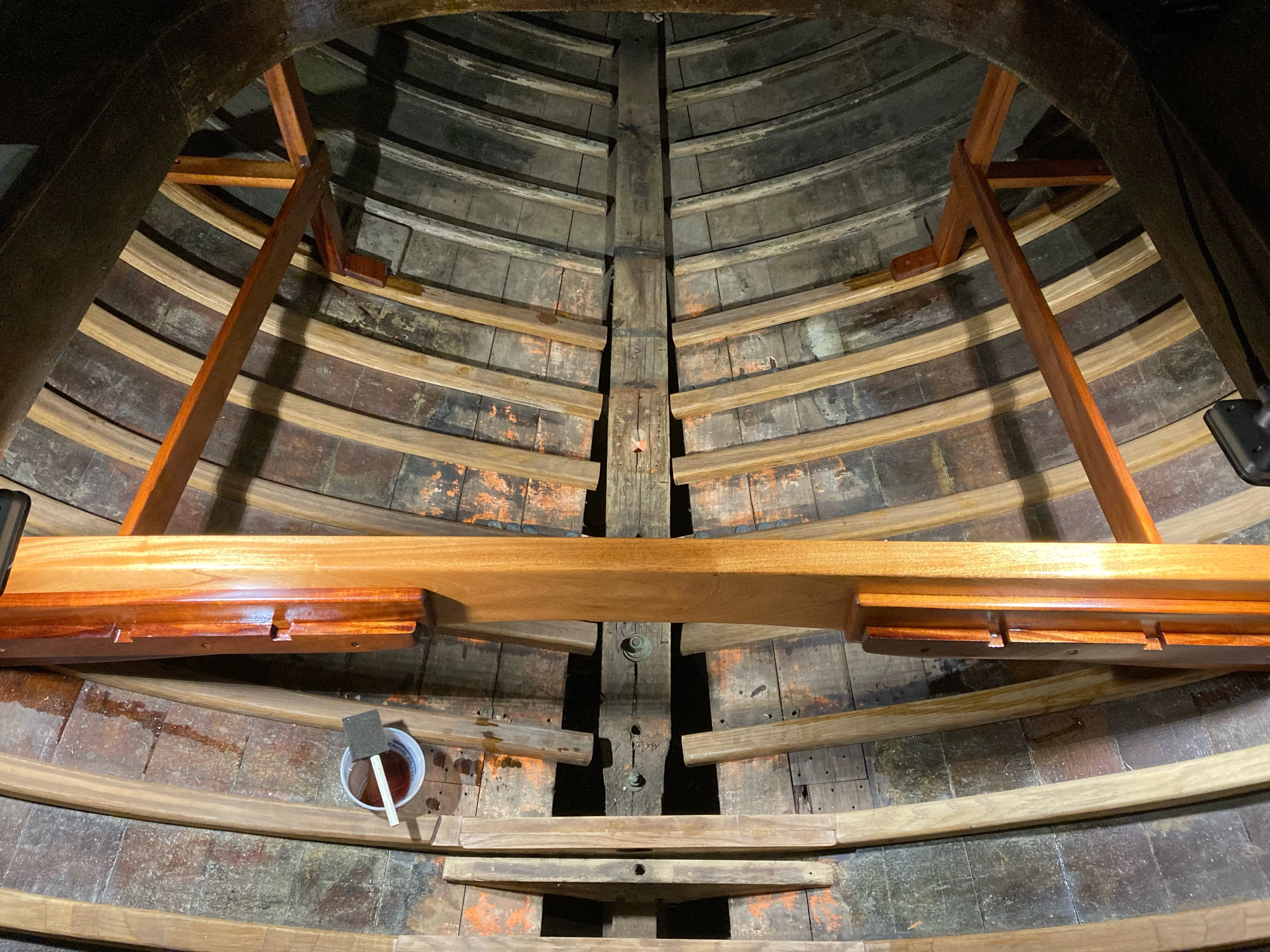 Finished thwart spanning hull