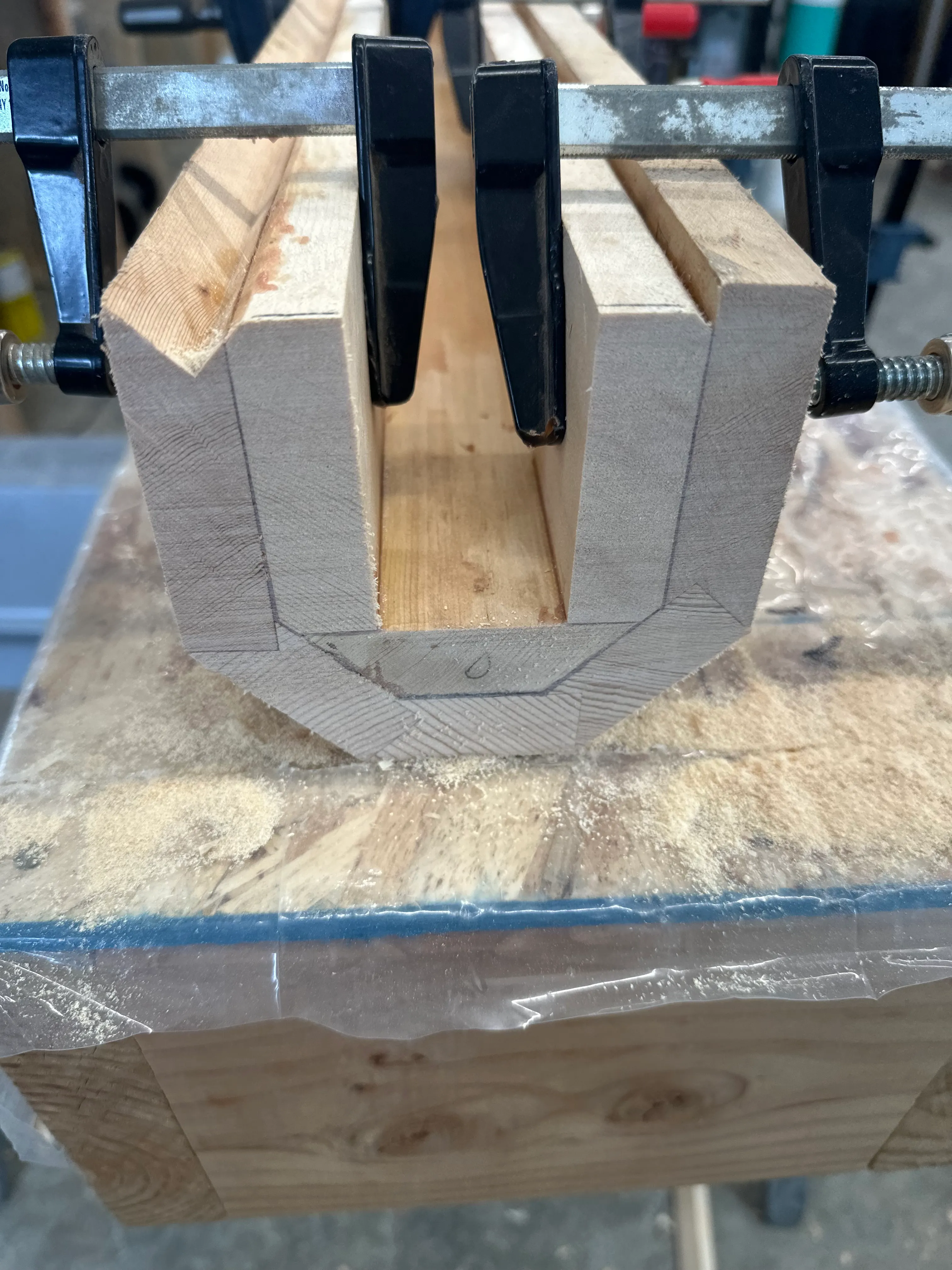 End-grain view between first and final glue-up