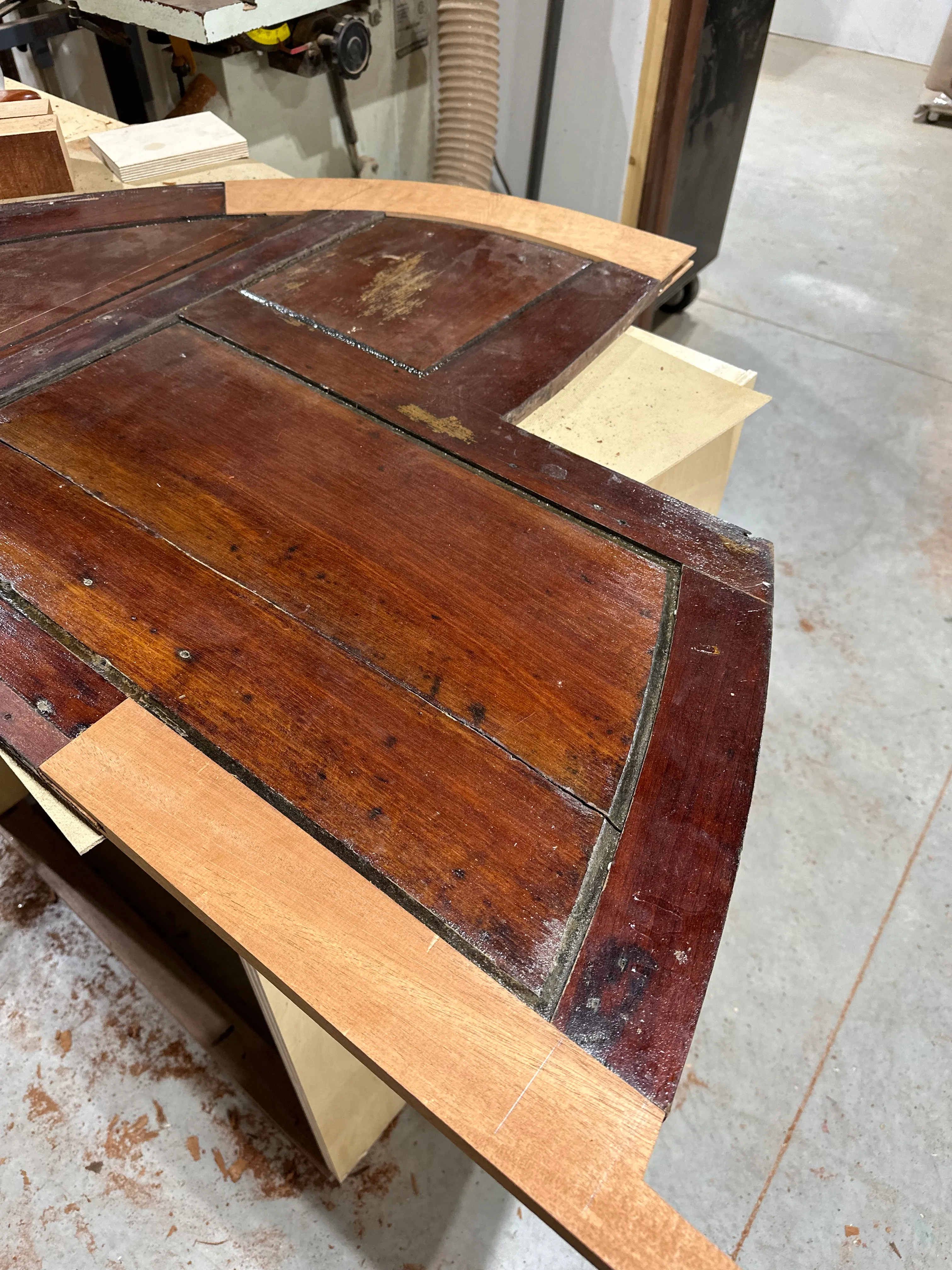 Bulkhead on shop floor with replacement piece