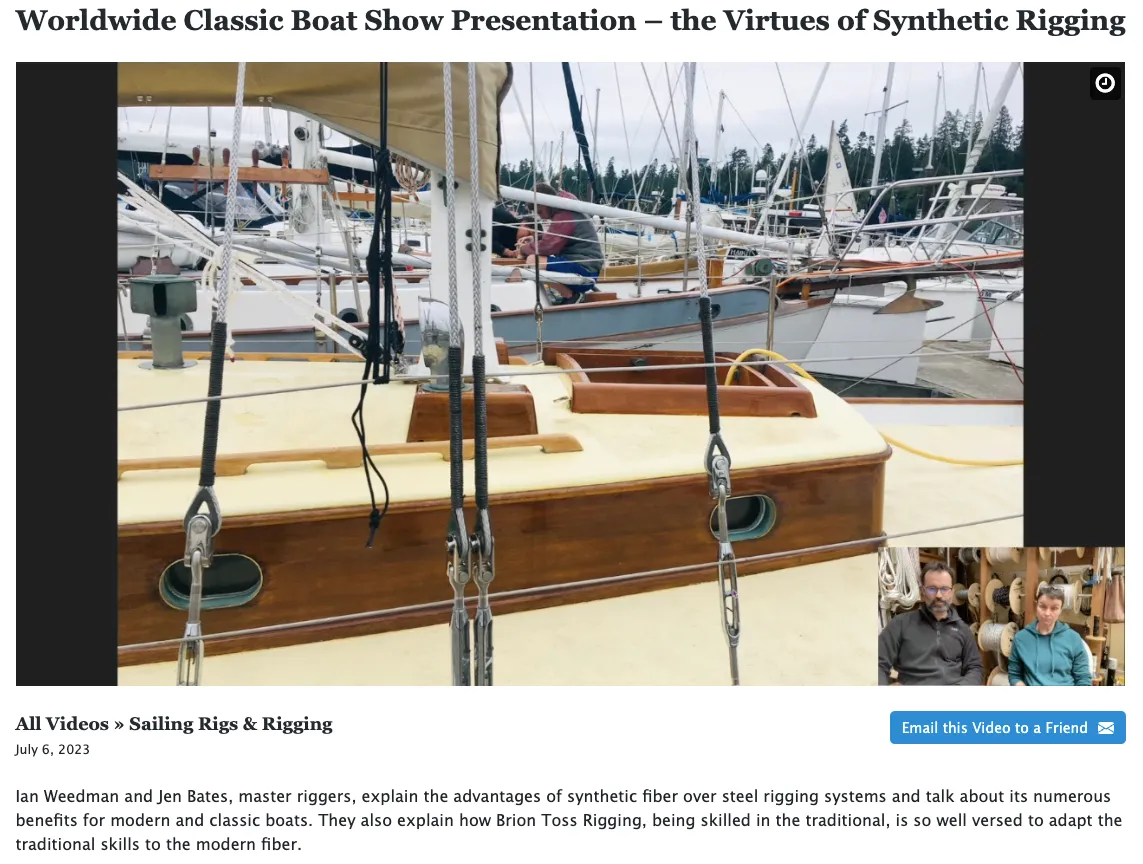Presentation about synthetic rigging for classic boats